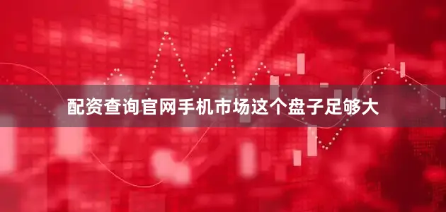 配资查询官网手机市场这个盘子足够大